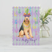 Mardi Gras Airedale Terrier Kaart (Staand voorkant)