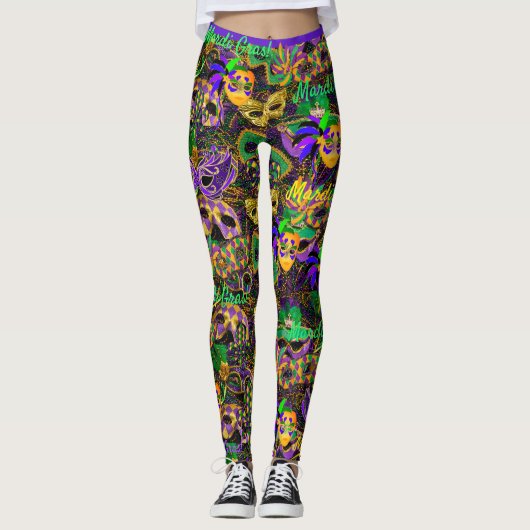 Mardi Gras Alles draagt Leggings van maskers (Voorkant)