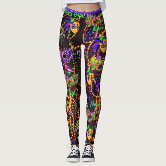Mardi Gras Alles draagt Leggings van maskers (Voorkant)
