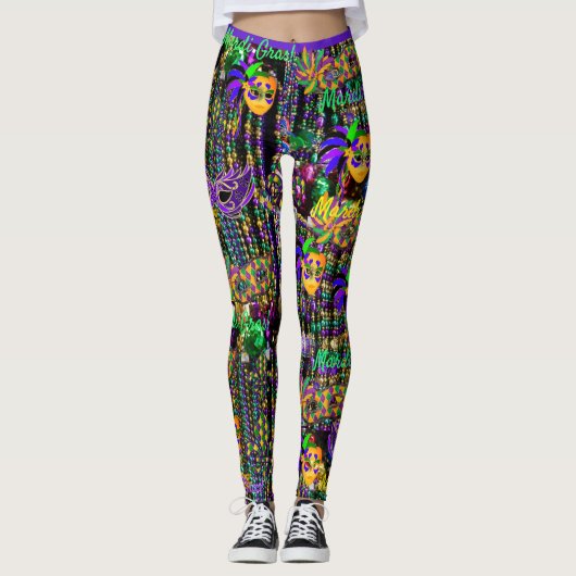 Mardi Gras Alles draagt Leggings van maskers (Voorkant)