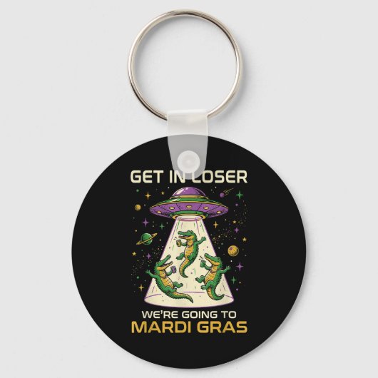 Mardi Gras Alligator Alienontvoering Sleutelhanger (Voorkant)