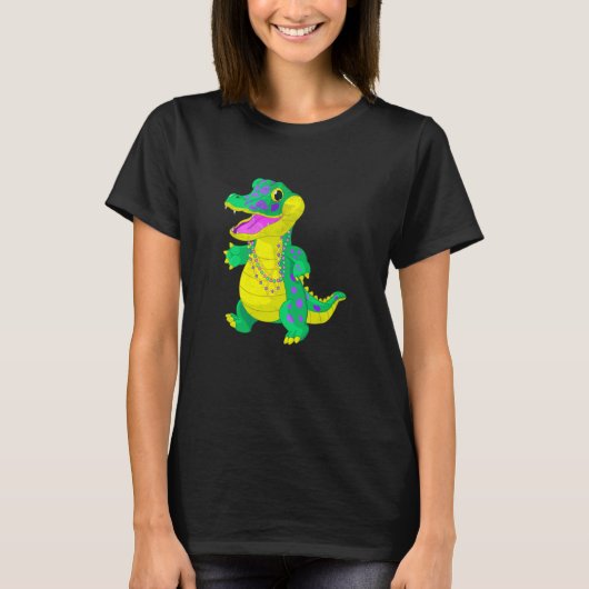 Mardi Gras Alligator Beads Festival Parade Party B T-shirt (Voorkant)