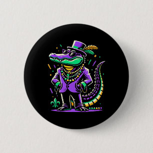 Mardi Gras Alligator Boys Mannen Mardi Gras Ronde Button 5,7 Cm