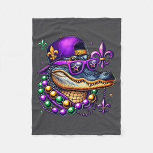Mardi Gras Alligator Carnaval Festival Ontwerp Fleece Deken