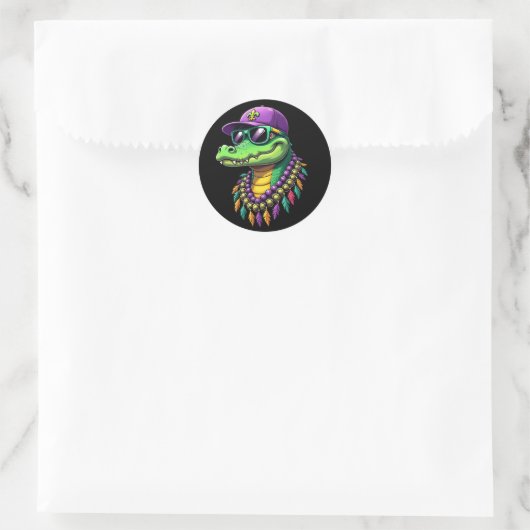 Mardi Gras Alligator Carnaval New Orleans Ronde Sticker (Tas)