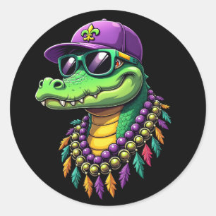 Mardi Gras Alligator Carnaval New Orleans Ronde Sticker