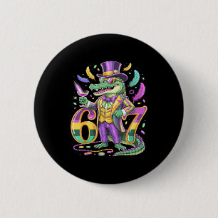 Mardi Gras Alligator Heer Staart Nummer 67 Carn Ronde Button 5,7 Cm