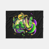Mardi Gras Alligator Jester Hat Carnival Para Fleece Deken (Voorkant (Horizontaal))