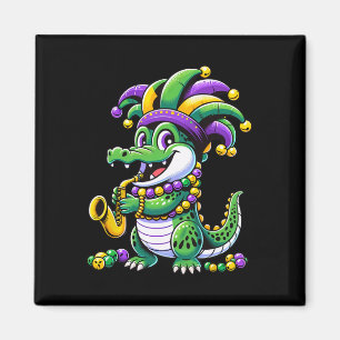 Mardi Gras Alligator Jester Hat Carnival Para Magneet