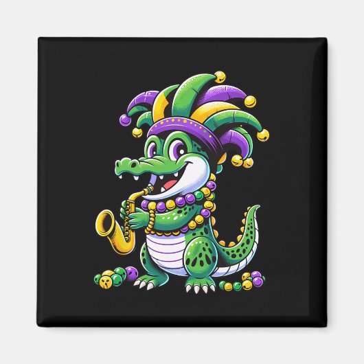 Mardi Gras Alligator Jester Hat Carnival Para Magneet (Voorkant)