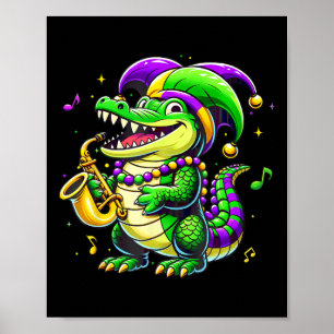 Mardi Gras Alligator Jester Hat Carnival Para Poster
