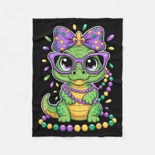 Mardi Gras Alligator Kralen Boog Kinderen Vrouwen  Fleece Deken