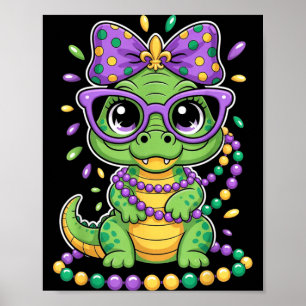 Mardi Gras Alligator Kralen Boog Kinderen Vrouwen Poster