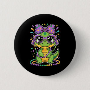 Mardi Gras Alligator Kralen Boog Kinderen Vrouwen Ronde Button 5,7 Cm
