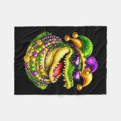 Mardi Gras Alligator, Krokodil, Kralen Fleece Deken (Voorkant (Horizontaal))