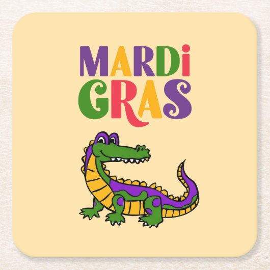 Mardi Gras Alligator, Mardi Gras Partij Kartonnen Onderzetters (Voorkant)