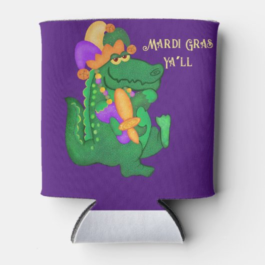 Mardi Gras Alligator met Fleur de lis Blikjeskoeler (Voorkant)