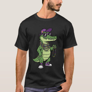 Mardi Gras Alligator Muts Kralen Vette Dinsdag Man T-shirt