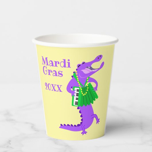 Mardi Gras Alligator Paper Cups Papieren Bekers (Voorkant)