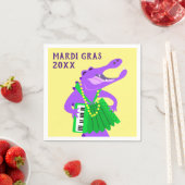 Mardi Gras Alligator speelt accordeon Servet (Insitu)