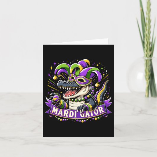 Mardi Gras Alligator Viering Mardigator Kaart (Voorkant)