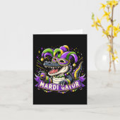 Mardi Gras Alligator Viering Mardigator Kaart (Gele Bloem)