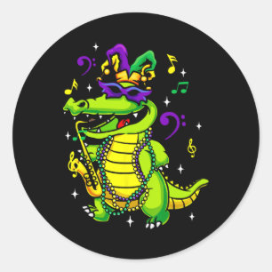 Mardi Gras Alligator voor kinderen en volwassenen Ronde Sticker