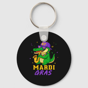 Mardi Gras-alligator voor kinderen jongens mannen Sleutelhanger