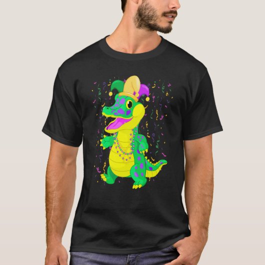 Mardi Gras alligator with Jester Carnival for kids T-shirt (Voorkant)
