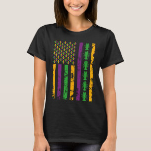 Mardi Gras Amerikaanse vlag met kraaien New Orle T-shirt