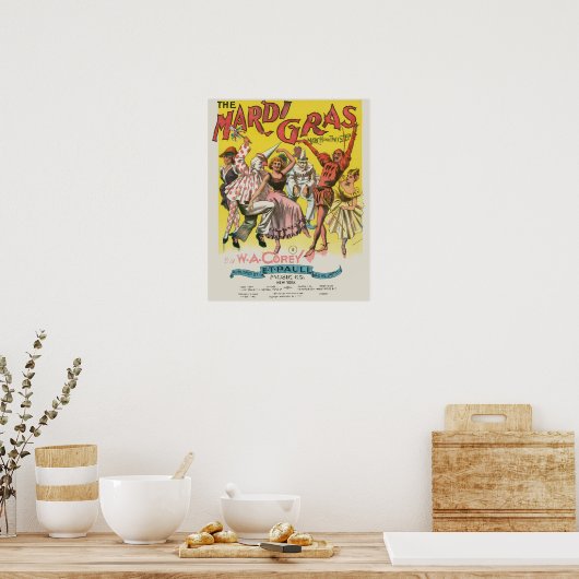 Mardi Gras Antiek Geel Poster (Keuken)