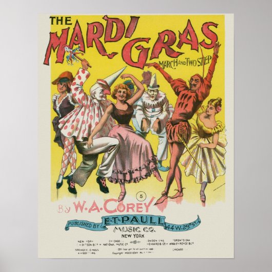 Mardi Gras Antiek Geel Poster (Voorkant)