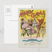 Mardi Gras Antiek Geel Poster Briefkaart (Voorkant / Achterkant)