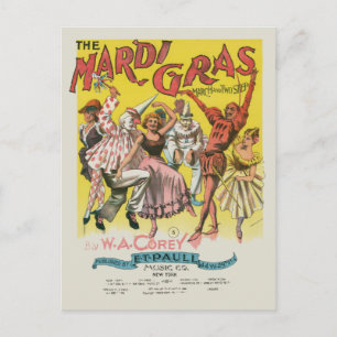 Mardi Gras Antiek Geel Poster Briefkaart