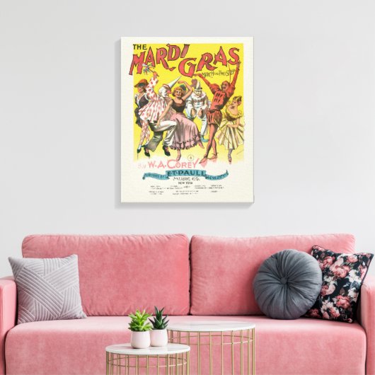 Mardi Gras Antiek Geel Poster Canvas Afdruk (Insitu (Woonkamer))