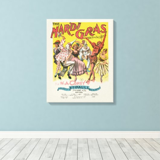 Mardi Gras Antiek Geel Poster Canvas Afdruk (Insitu (Houten vloer))