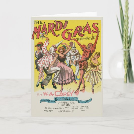 Mardi Gras Antiek Geel Poster Kaart (Voorkant)