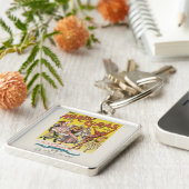 Mardi Gras Antiek Geel Poster Sleutelhanger (Zijkant)