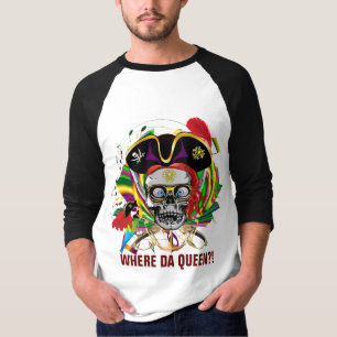 Mardi Gras Apparel Pirate Front Queen op de rug T-shirt