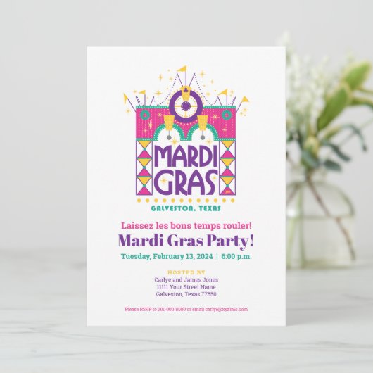 Mardi Gras Arch, Galveston, Texas Kaart (Staand voorkant)