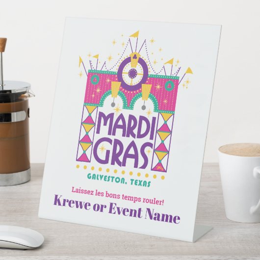 Mardi Gras Arch, Galveston, Texas Reclamebord Met Voetstuk (Insitu)