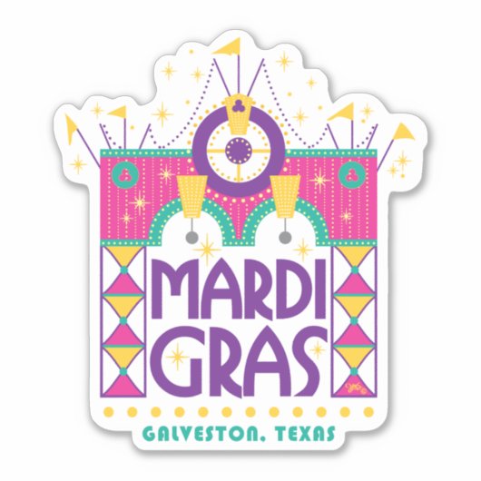 Mardi Gras Arch, Galveston, Texas Sticker (Voorkant)