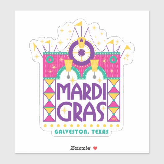 Mardi Gras Arch, Galveston, Texas Sticker (Vel)