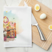 Mardi Gras Arch Galveston, waterverf geïnspireerd Theedoek (Quarter Fold)