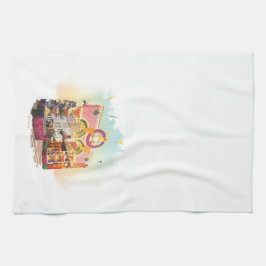 Mardi Gras Arch Galveston, waterverf geïnspireerd Theedoek