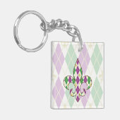Mardi Gras Argyle Acryl Sleutelhanger (Voorkant Links)