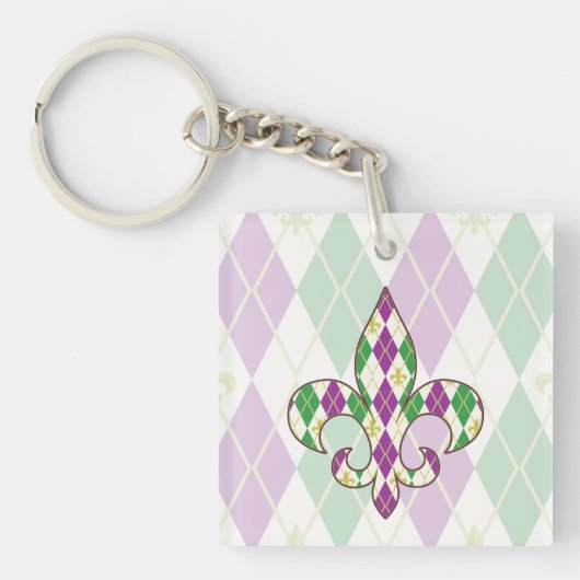Mardi Gras Argyle Acryl Sleutelhanger (Voorkant)