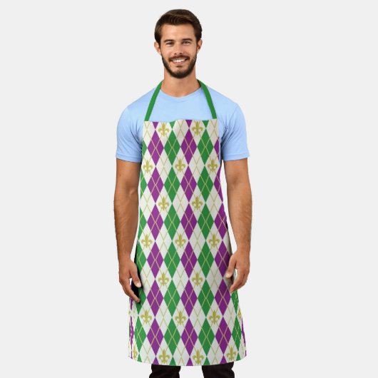 Mardi Gras Argyle All-Over Print Schort (Gedragen)