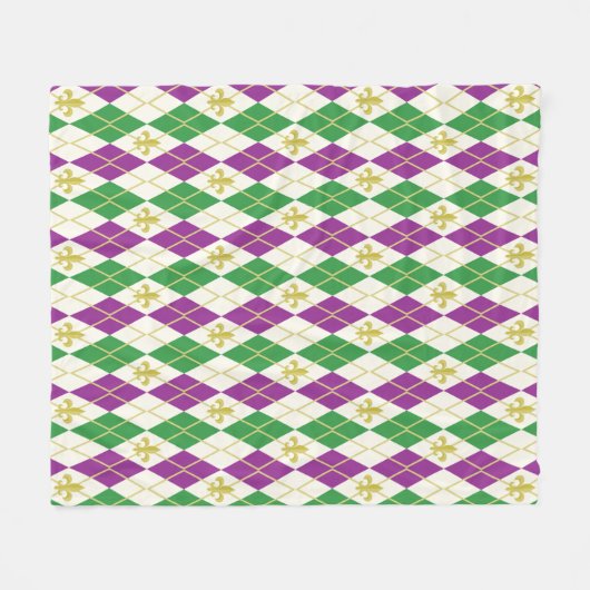 Mardi Gras Argyle Fleece Deken (Voorkant (Horizontaal))
