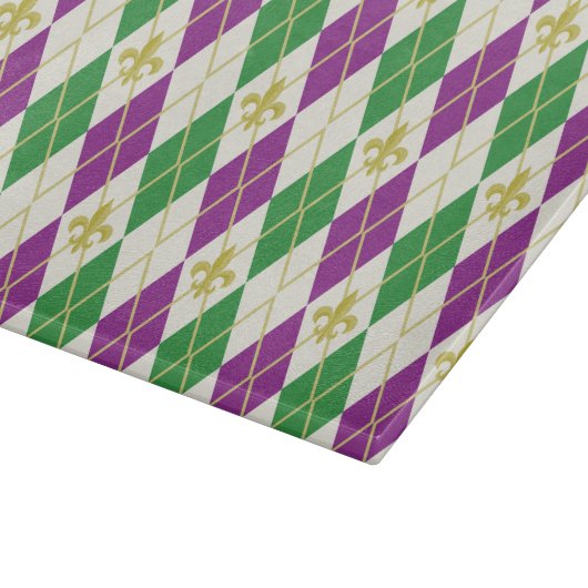 Mardi Gras Argyle Glass Cutting Board Snijplank (Hoek)